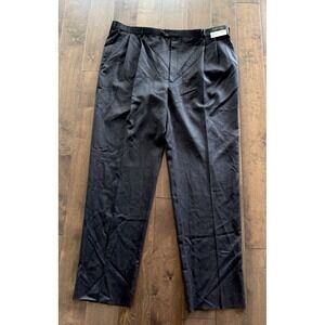 Joseph & Feiss Gold Wool Pleated Dress Pants Men's 48‎ Dark Gray Unfinished Hem